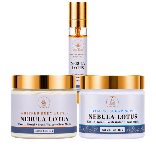 Nebula Lotus Bundle: Body Butter, Scrub & Oil Set