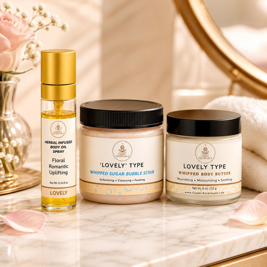 Lovely Type Bundle – Body Butter, Scrub & Soap Set
