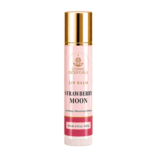 Strawberry Moon Lip Balm tube, part of the Lip Care Bundle.