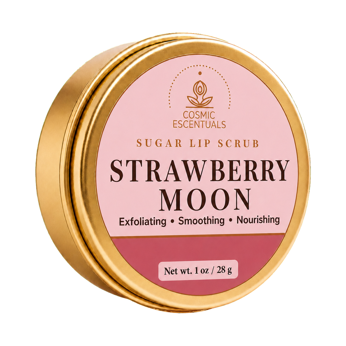 Strawberry Moon Sugar Lip Scrub jar, part of the Lip Care Bundle.