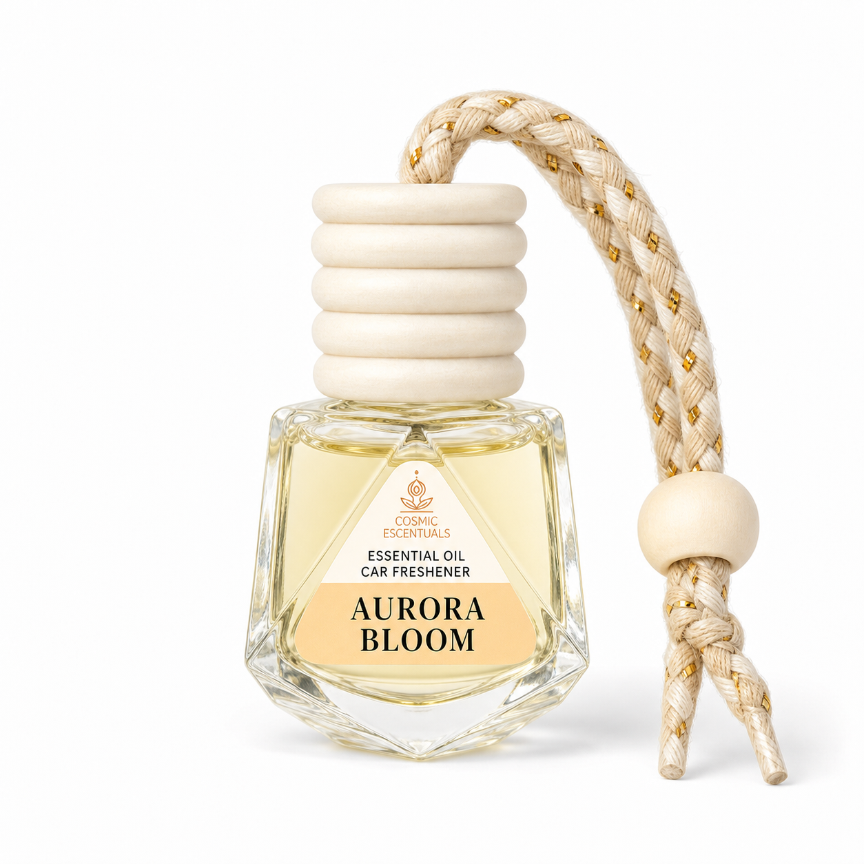 Aurora Bloom Essential Oil Car Freshener — hanging glass diffuser