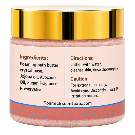 Strawberry Moon Foaming Sugar Scrub back label