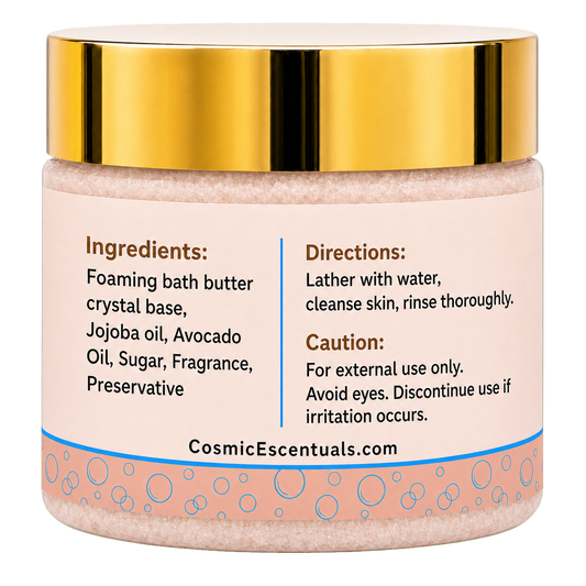 Equinox Bloom Foaming Sugar Scrub back label