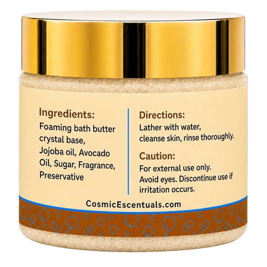 Solar Amber Foaming Sugar Scrub back label