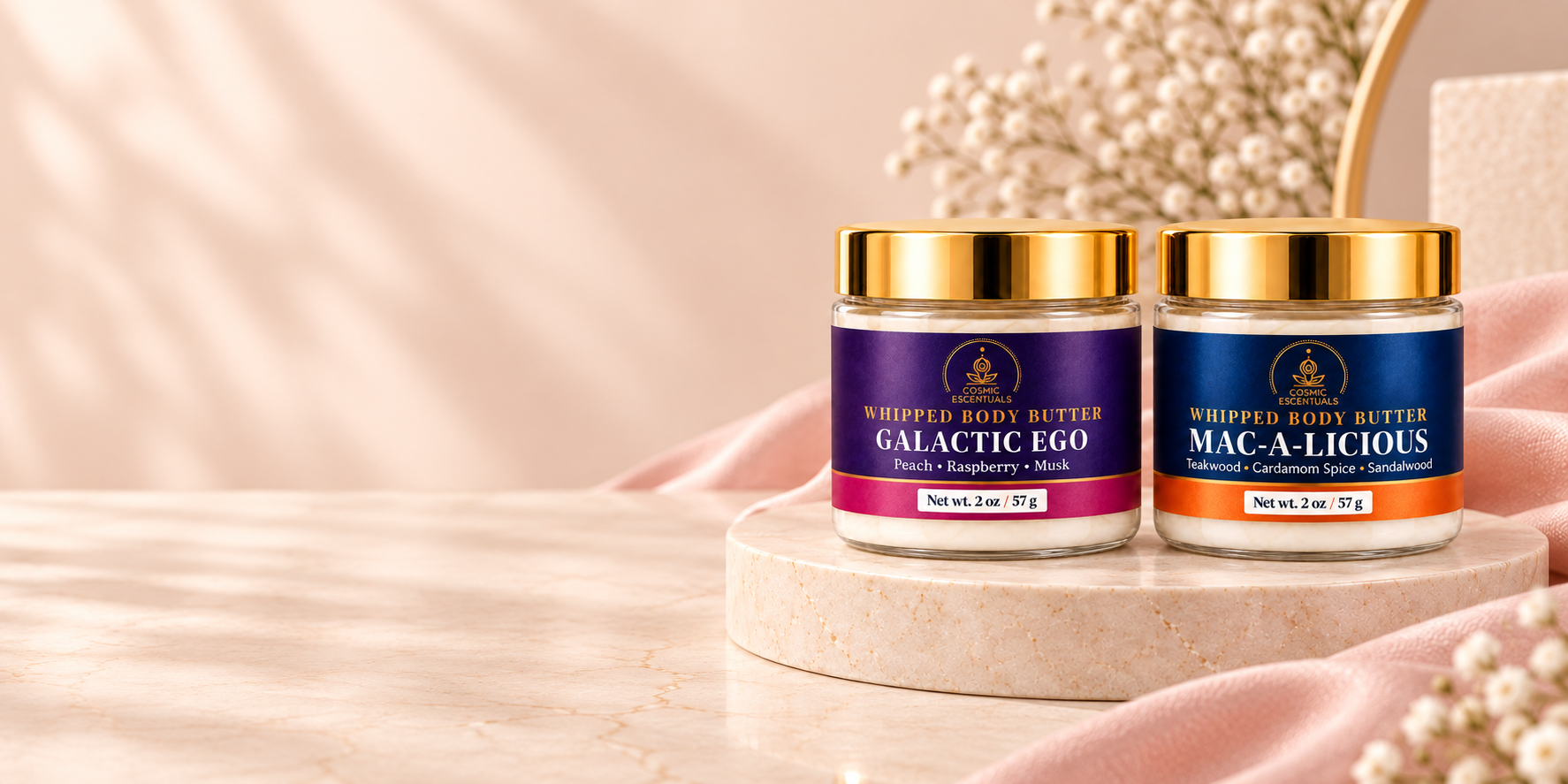 Galactic Ego and Mac-a-licious 2oz whipped body butter samples