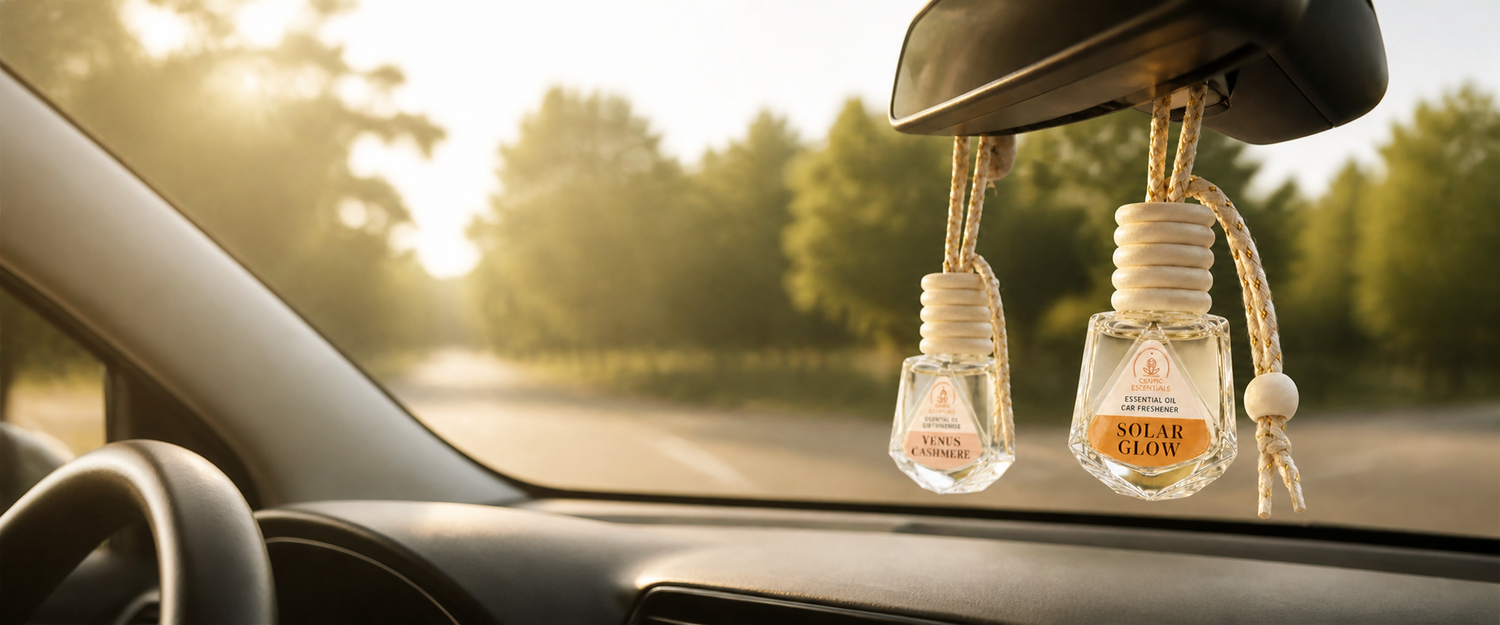 Cosmic Escentuals natural car fresheners with botanicals