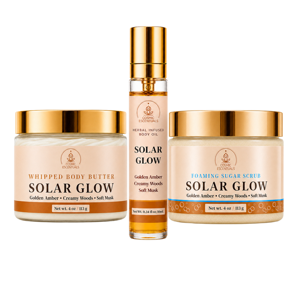 Solar Glow Bundle: Body Butter, Scrub & Oil Set