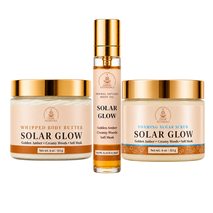 Solar Glow Bundle: Body Butter, Scrub & Oil Set