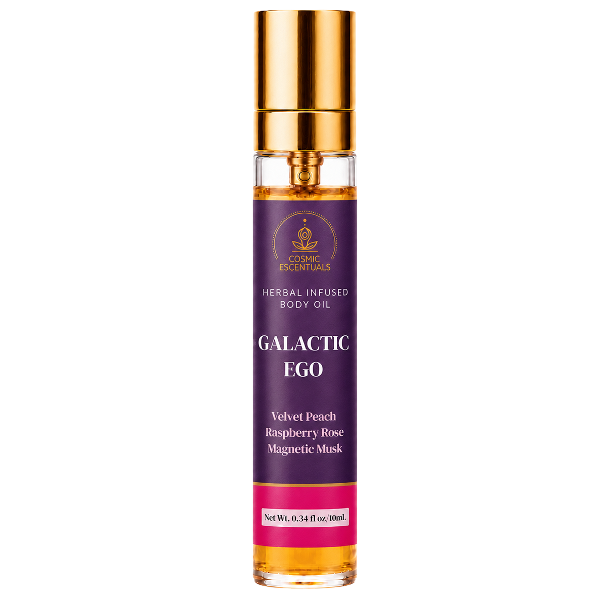 Galactic Ego Herbal Body Oil Spray bottle shown on its own against a plain background.