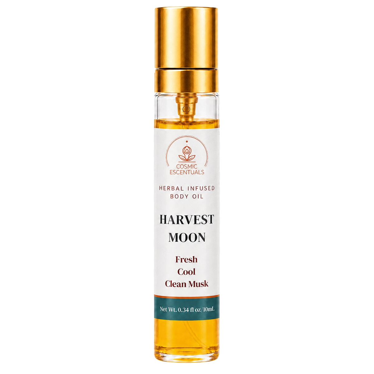 Harvest Moon Herbal Body Oil Spray bottle photographed on a clean white background.
