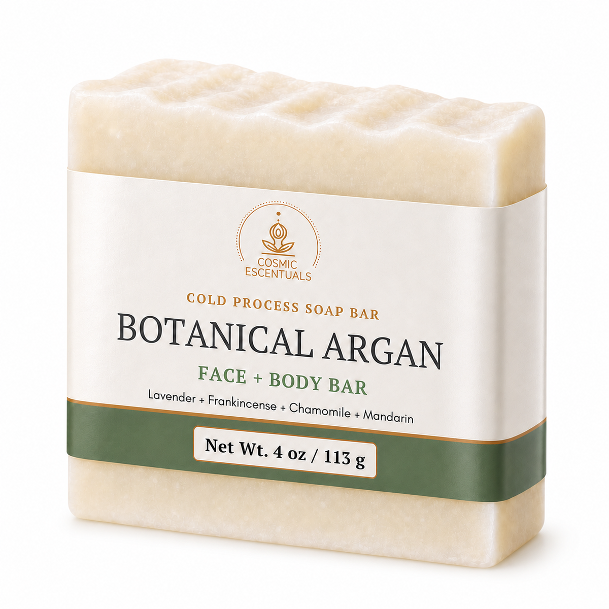 Botanical Argan Body Bar photographed on a clean white background.