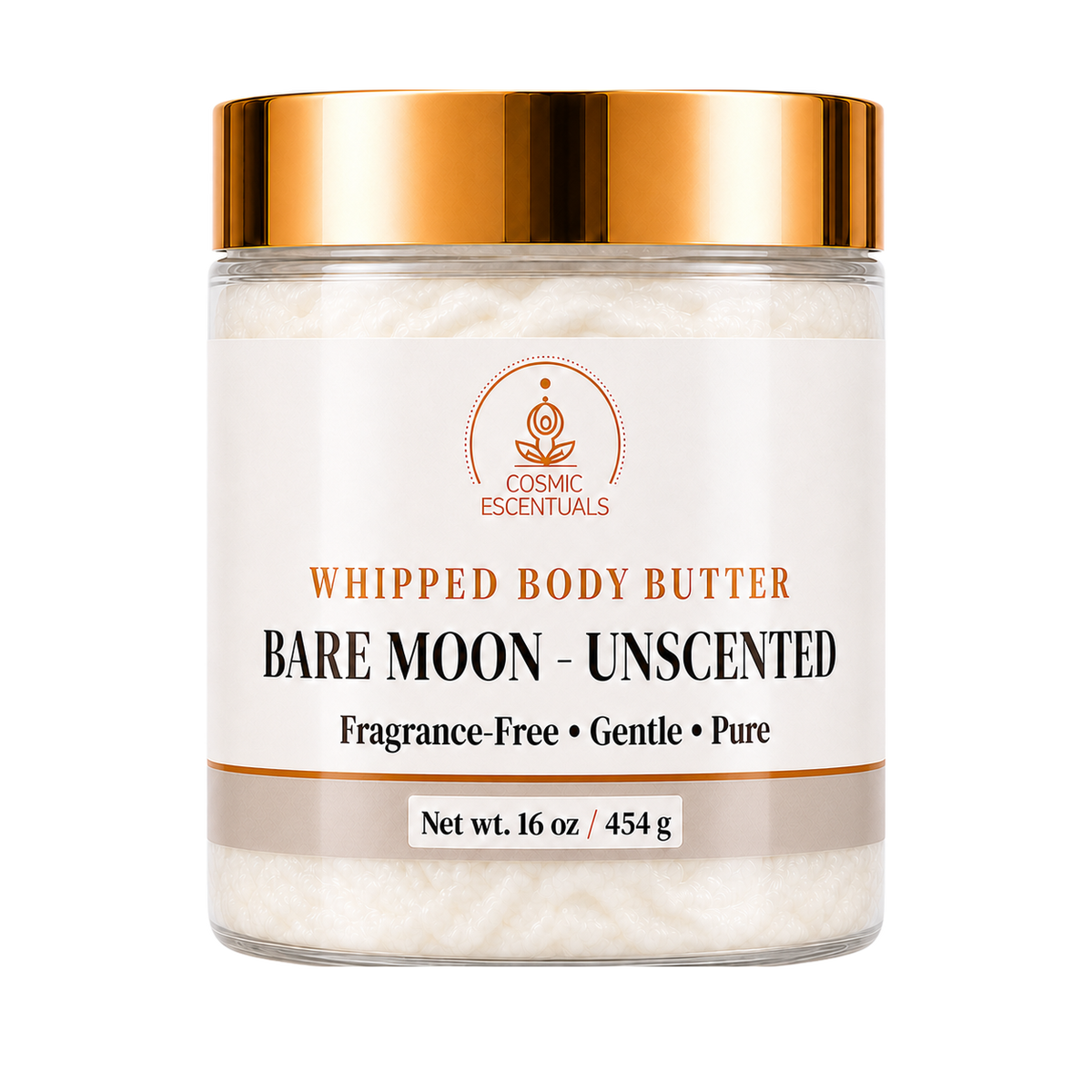 Bare Moon Unscented Whipped Body Butter 16oz jar shown on its own against a plain background.