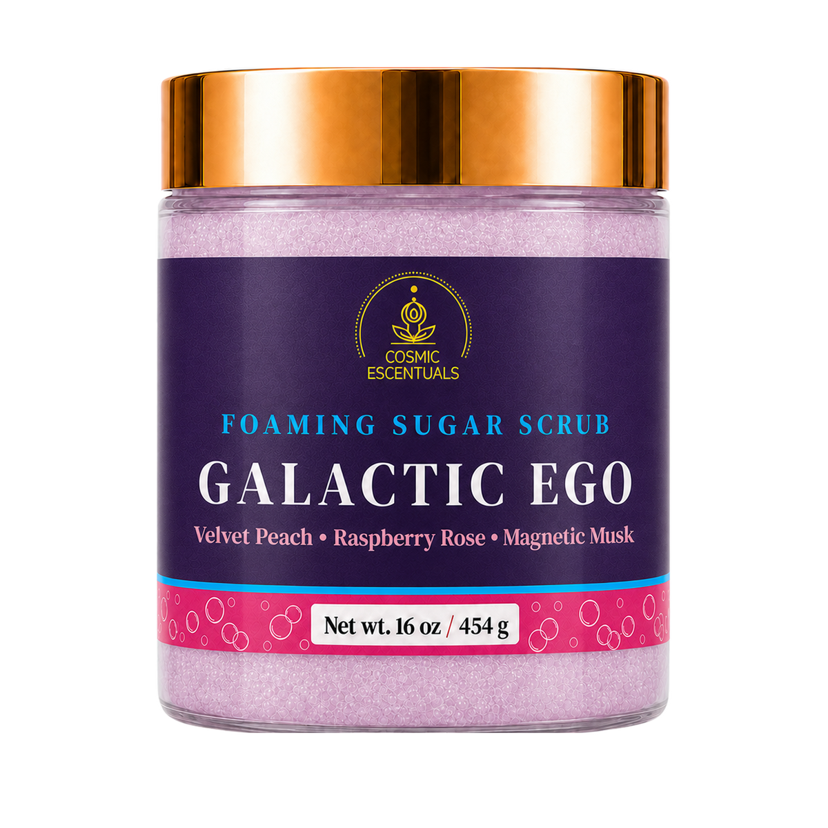 Galactic Ego Foaming Sugar Scrub 16oz jar shown on its own against a plain background.