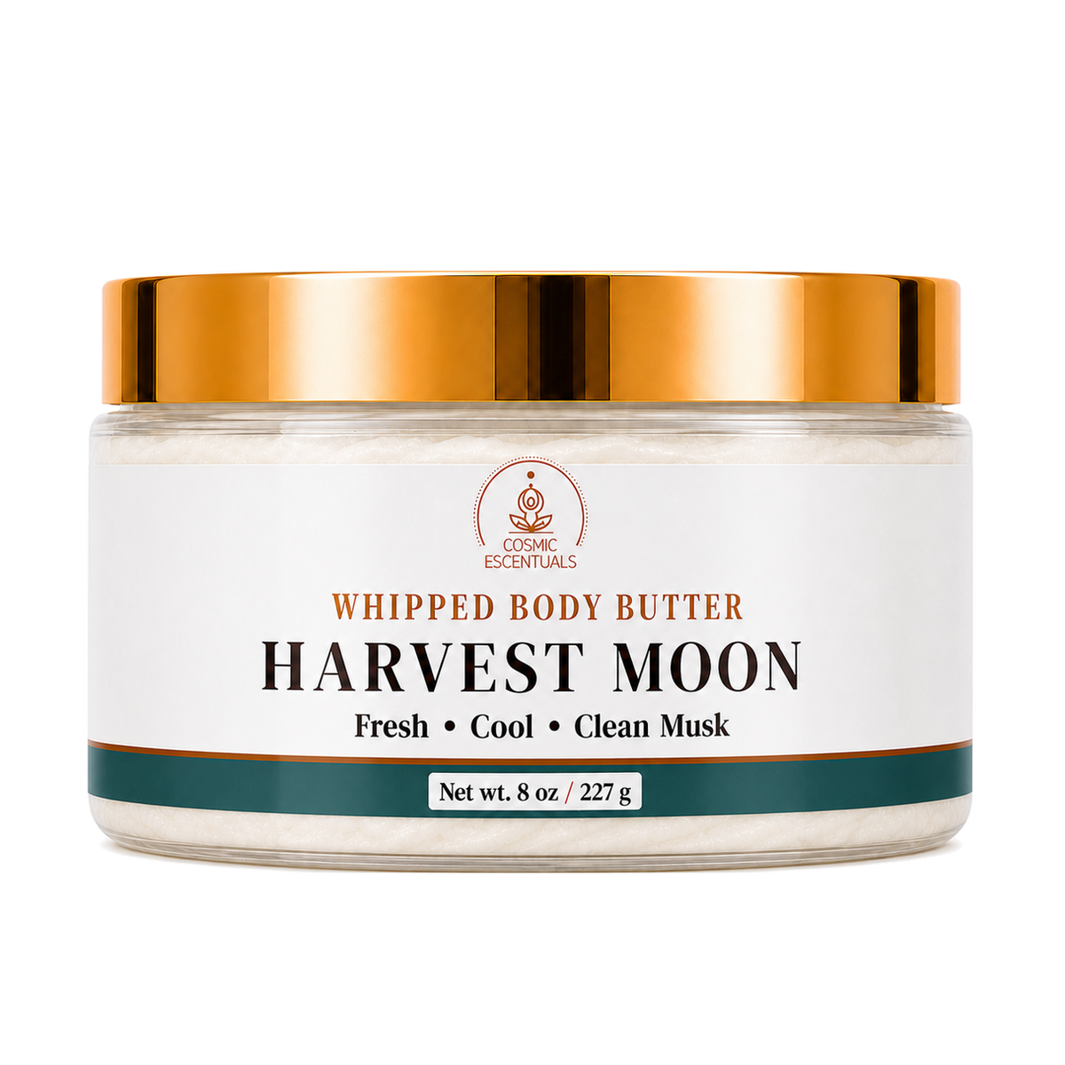 Harvest Moon Whipped Body Butter 8oz jar shown on its own against a plain background.