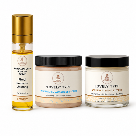 Lovely Type Bundle – Body Butter, Scrub & Soap Set
