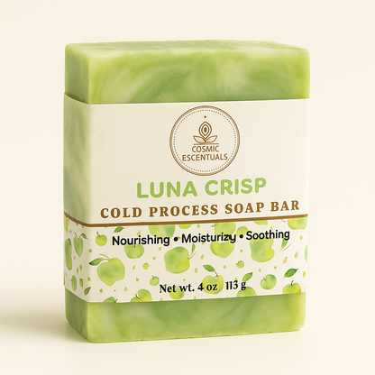 Luna Crisp soap bar, green cold process, label shows 4 oz (113 g)