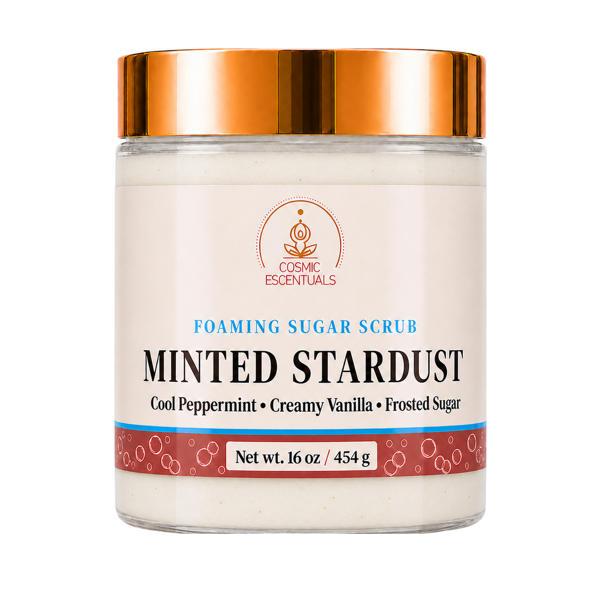 Minted Stardust Foaming Sugar Scrub 16oz jar shown on its own against a plain background.