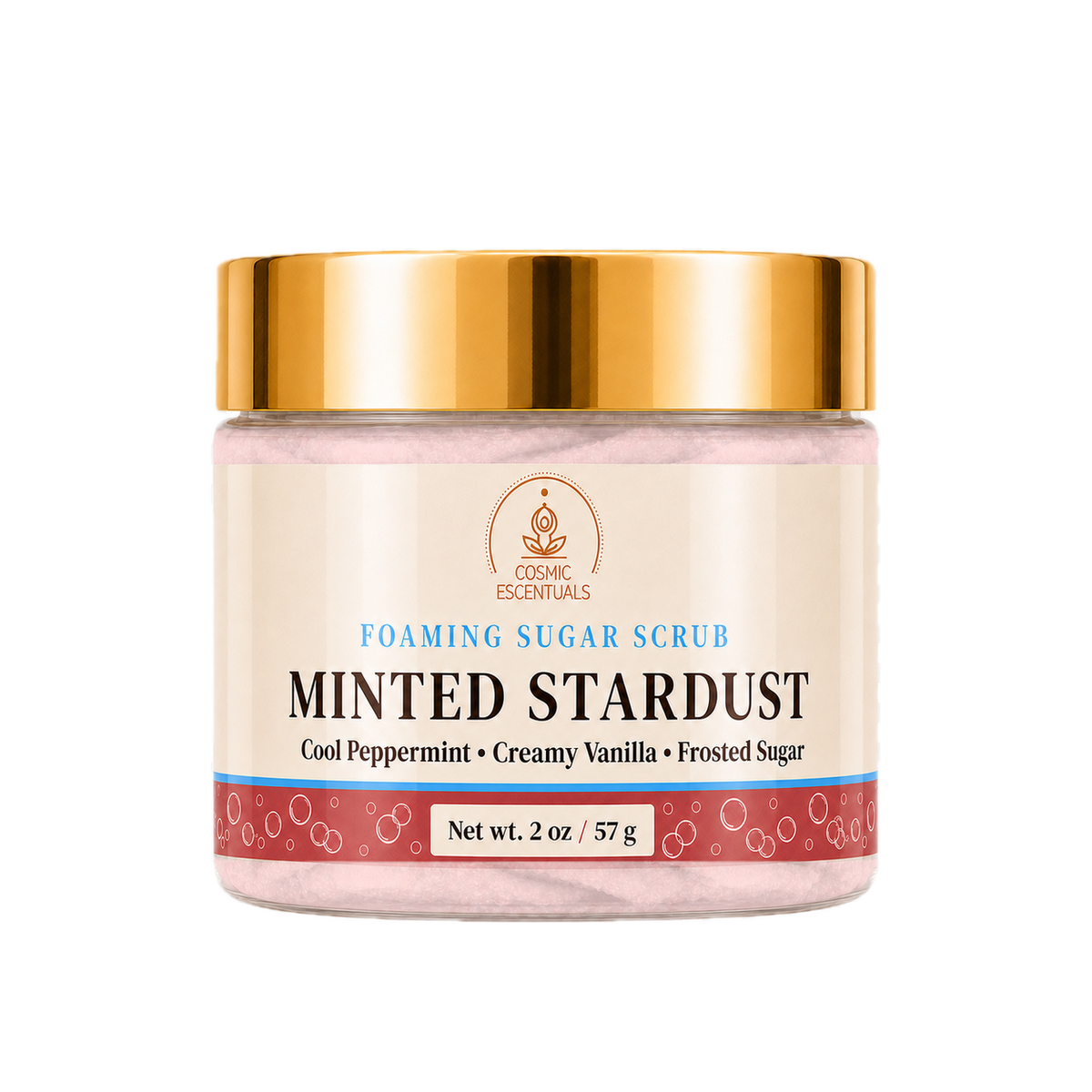 Minted Stardust Foaming Sugar Scrub 2oz jar shown on its own against a plain background.