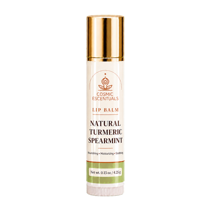 Natural Turmeric Spearmint Lip Balm tube, part of the Lip Care Bundle.