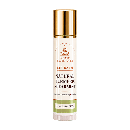 Natural Turmeric Spearmint Lip Balm tube, part of the Lip Care Bundle.