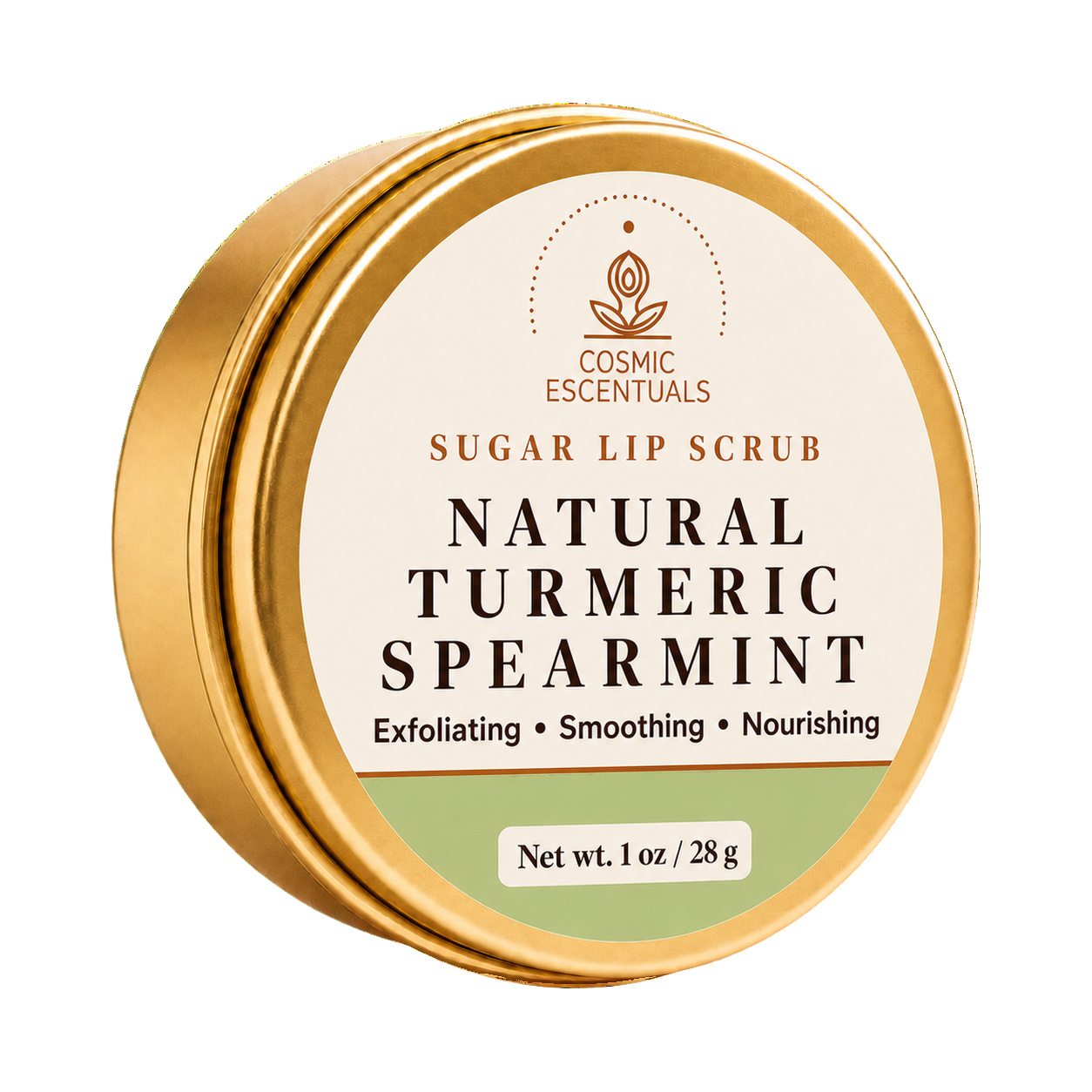 Natural Turmeric Spearmint Sugar Lip Scrub jar, part of the Lip Care Bundle.