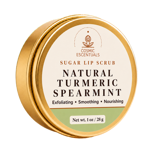 Natural Turmeric Spearmint Sugar Lip Scrub jar, part of the Lip Care Bundle.