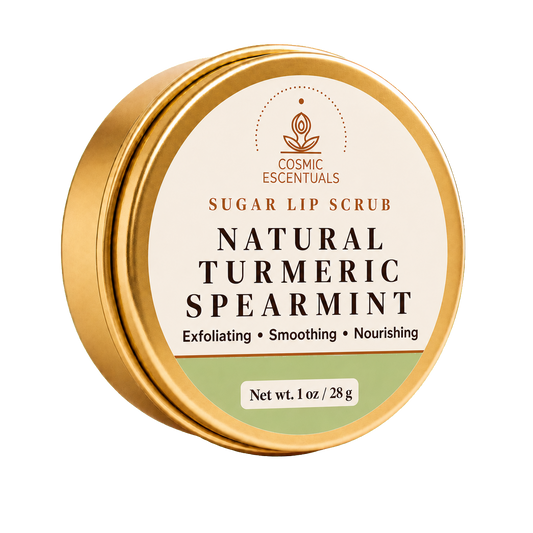 Natural Turmeric Spearmint Sugar Lip Scrub jar on a plain white background.