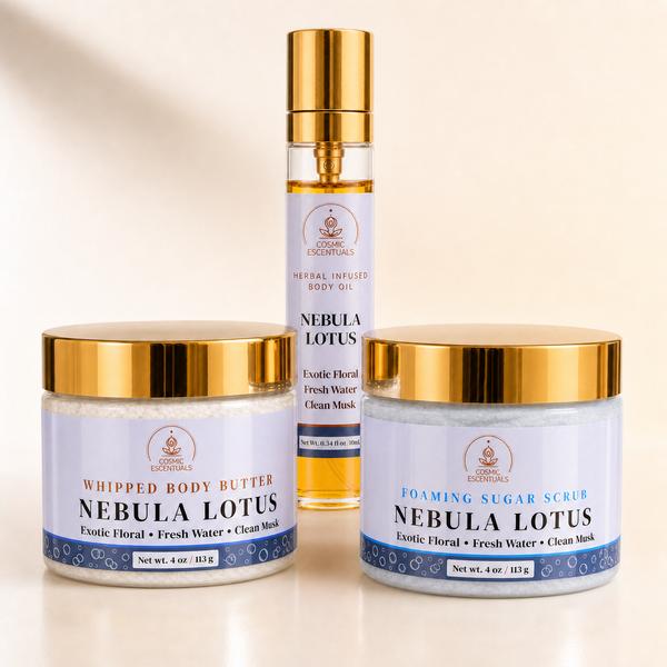 Nebula Lotus Bundle: Body Butter, Scrub & Oil Set
