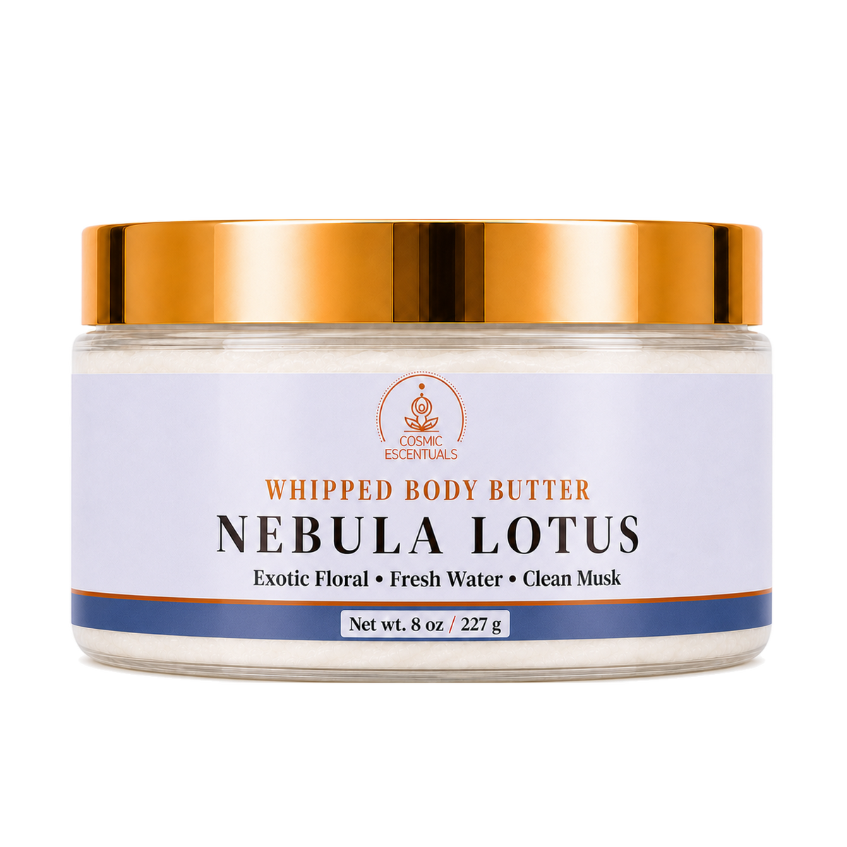 Nebula Lotus Whipped Body Butter 8oz jar shown on its own against a plain background.