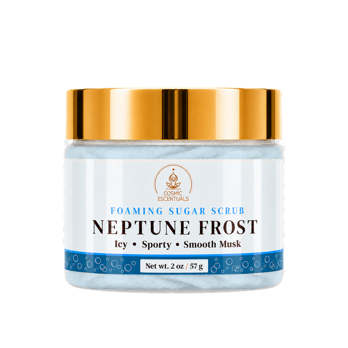 Neptune Frost Foaming Sugar Scrub 2oz jar shown on its own against a plain background.