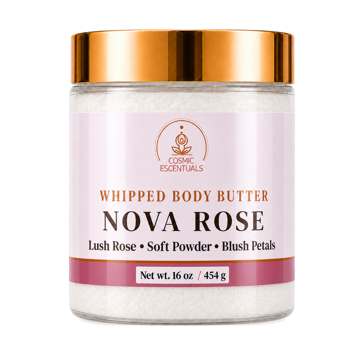 Nova Rose Whipped Body Butter 16oz jar shown on its own against a plain background.