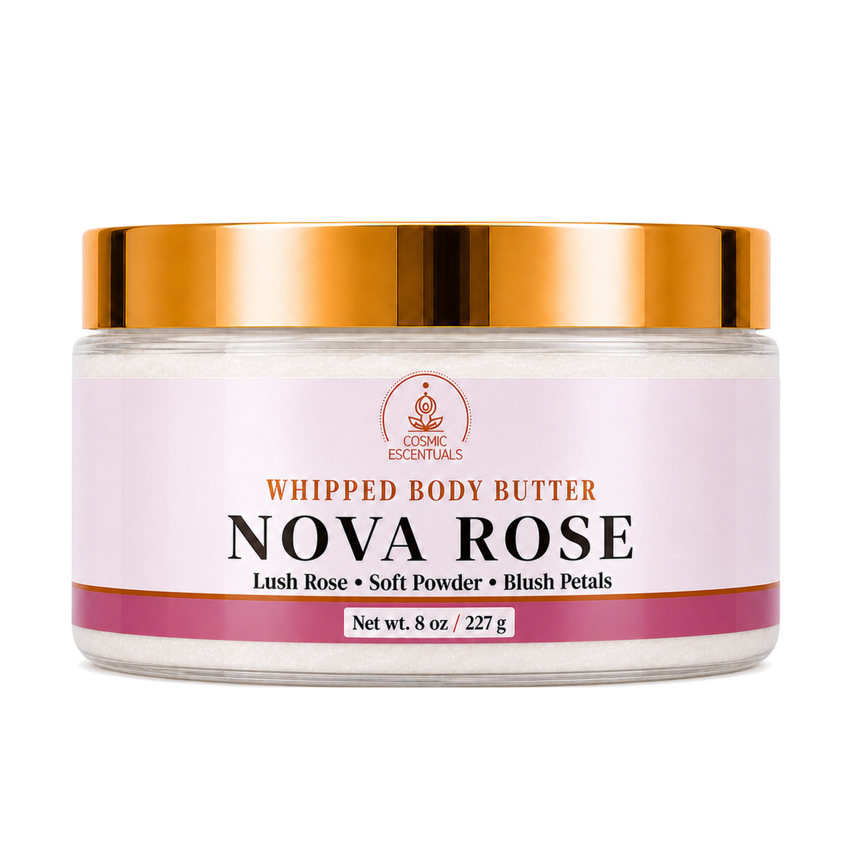 Nova Rose Whipped Body Butter 8oz jar shown on its own against a plain background.