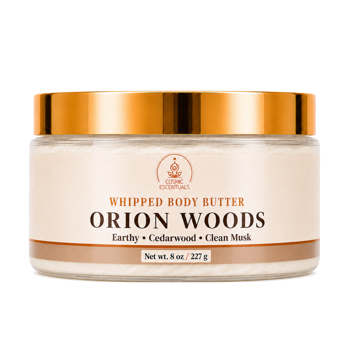 Orion Woods Whipped Body Butter 8oz jar shown on its own against a plain background.
