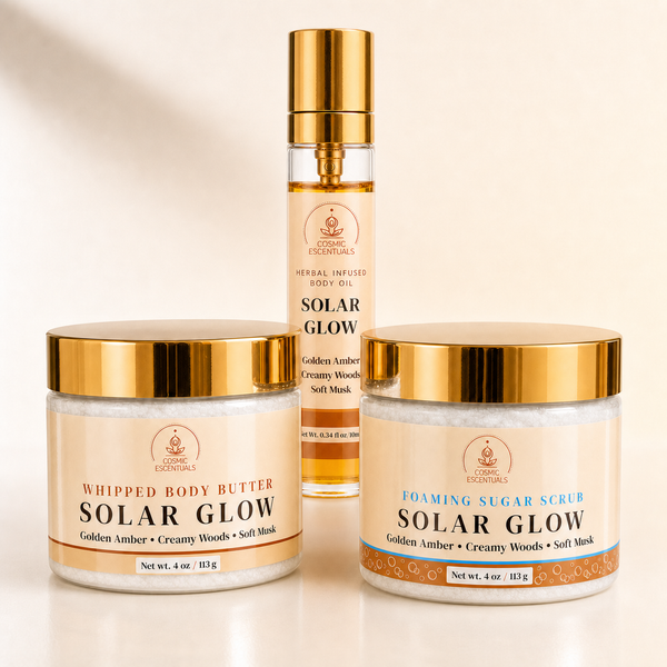 Solar Glow Bundle: Body Butter, Scrub & Oil Set