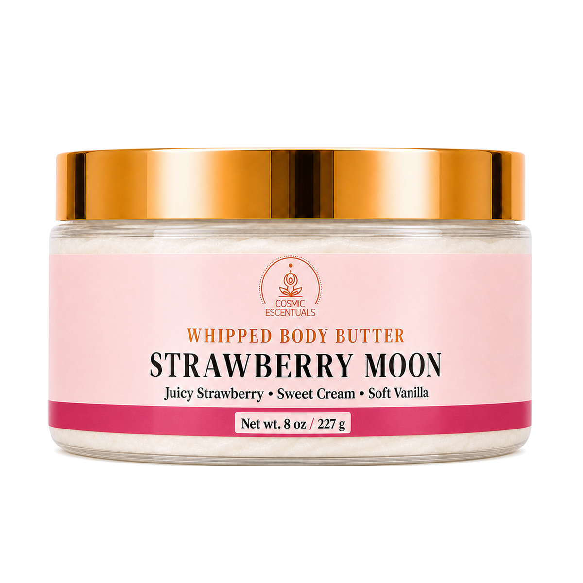 Strawberry Moon Whipped Body Butter 8oz jar shown on its own against a plain background.