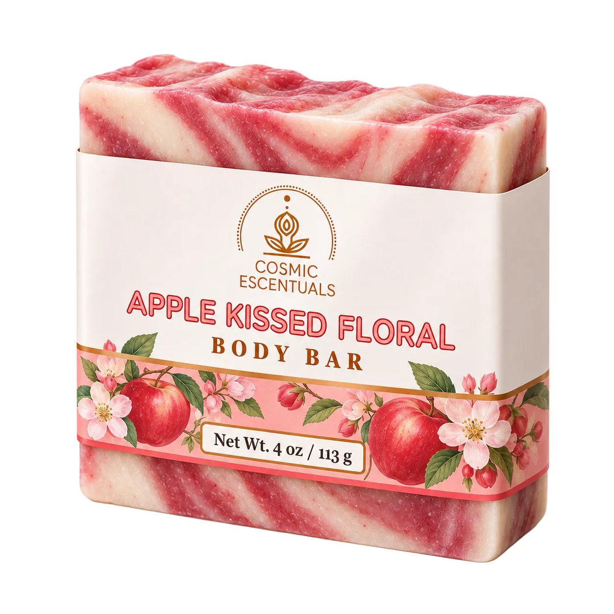Apple Kissed Floral Body Bar by Cosmic Escentuals on a warm white background