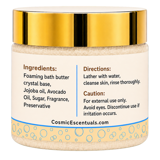 Aurora Bloom Foaming Sugar Scrub back label