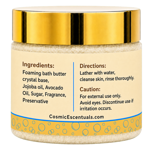Comet Vanilla Foaming Sugar Scrub back label