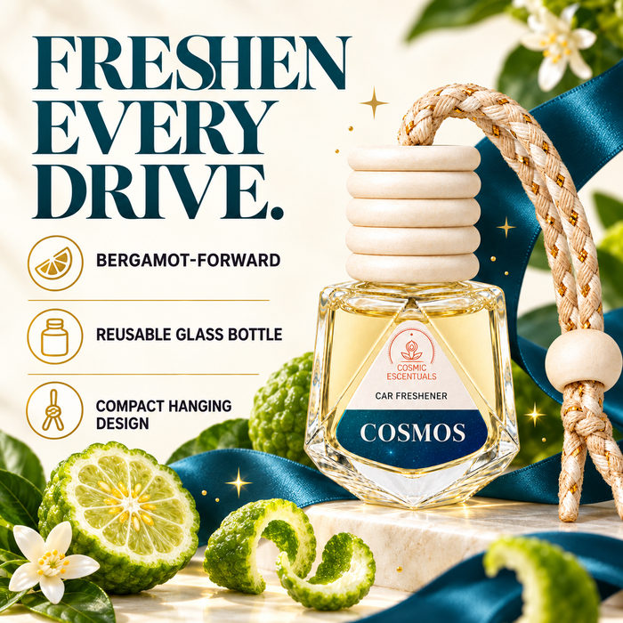 Cosmos Car Freshener benefits and bergamot scent story