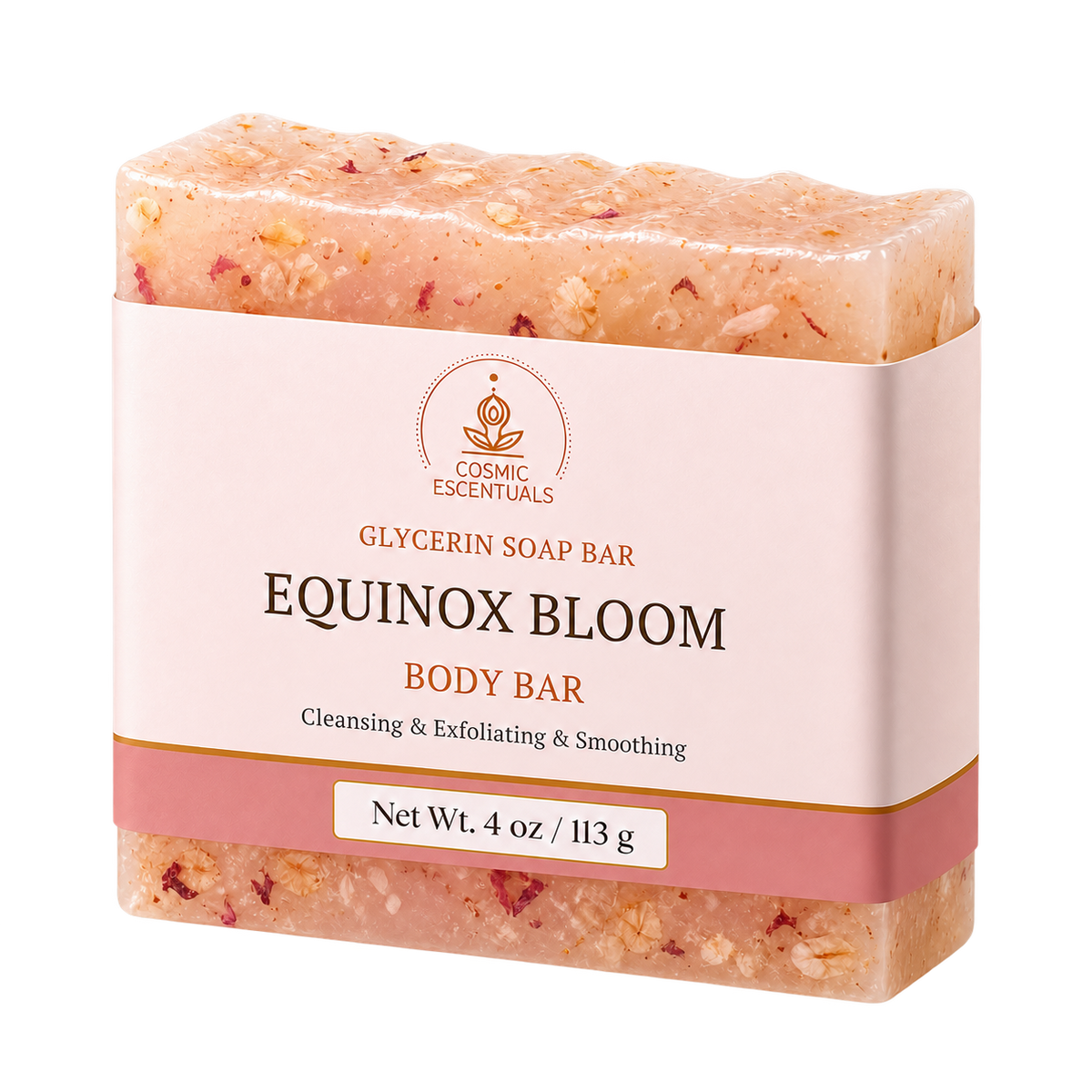 Equinox Bloom Glycerin Body Bar by Cosmic Escentuals, transparent product image.
