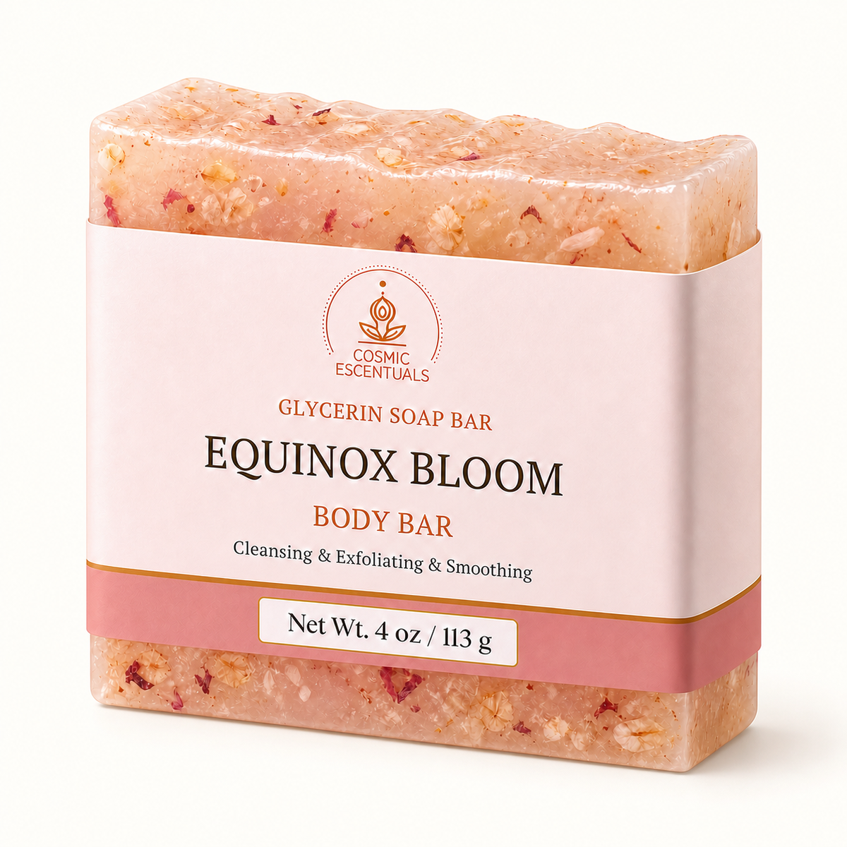 Equinox Bloom Glycerin Body Bar by Cosmic Escentuals on a clean white background.