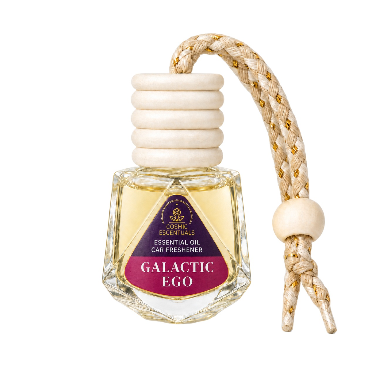 Galactic Ego Essential Oil Car Freshener by Cosmic Escentuals on a clean white background.