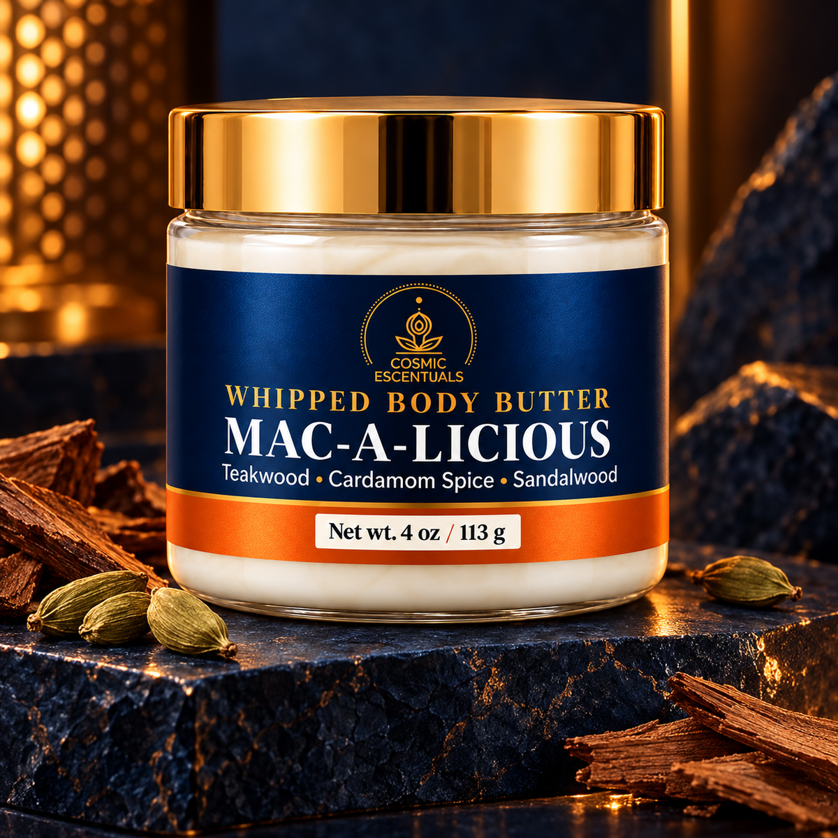 Mac-a-licious Whipped Body Butter with teakwood and cardamom