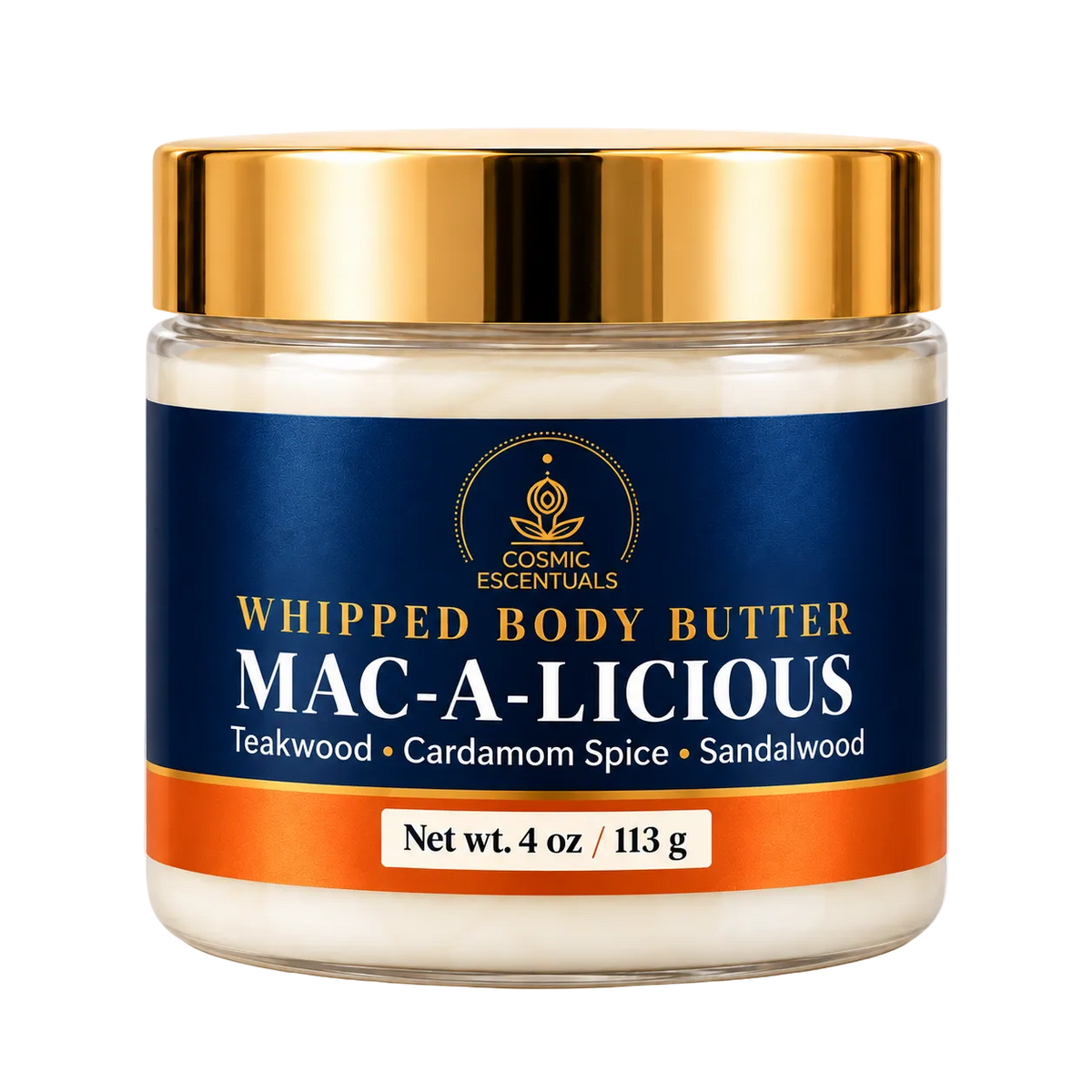 Mac-a-licious Whipped Body Butter 4 oz jar on white