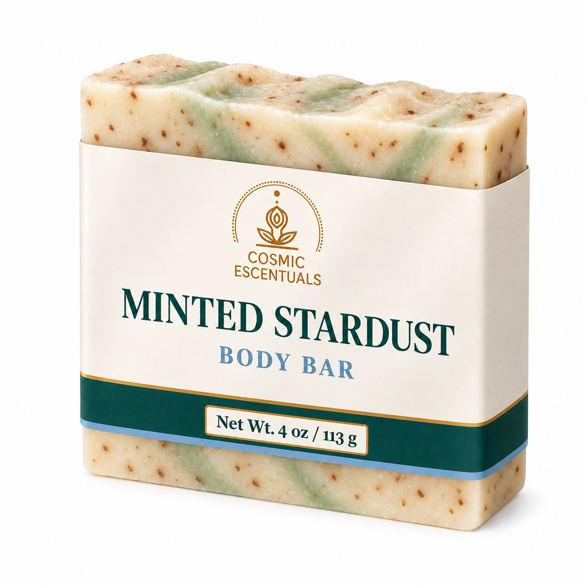 Minted Stardust Body Bar by Cosmic Escentuals on a warm white background