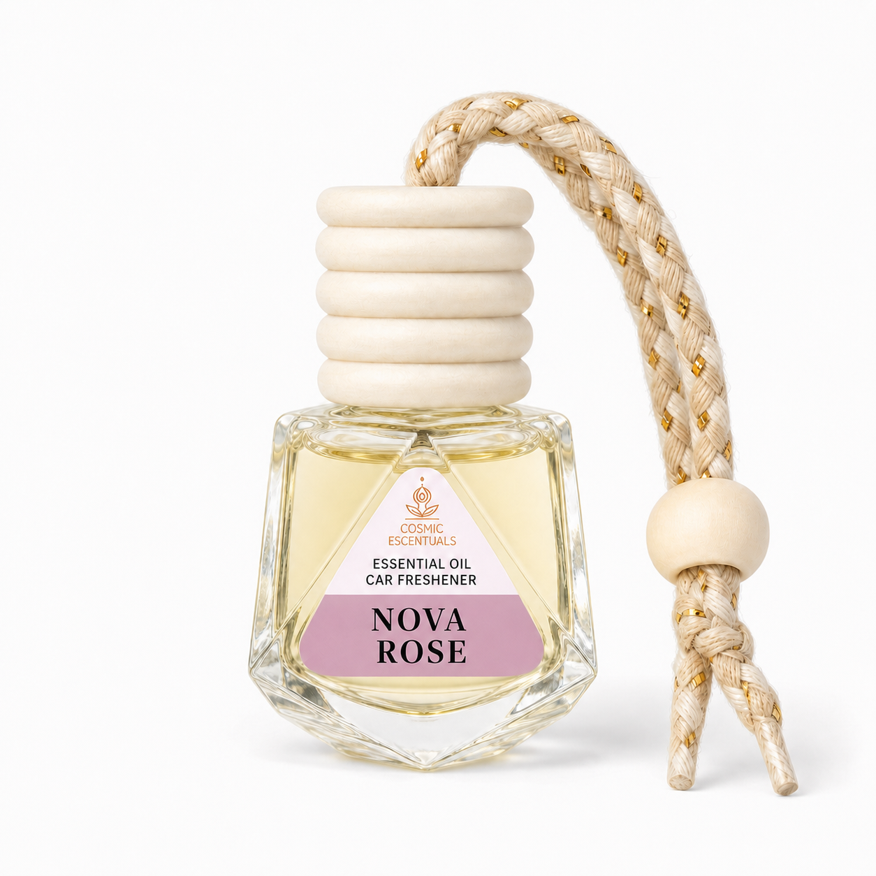 Nova Rose Essential Oil Car Freshener — hanging glass diffuser