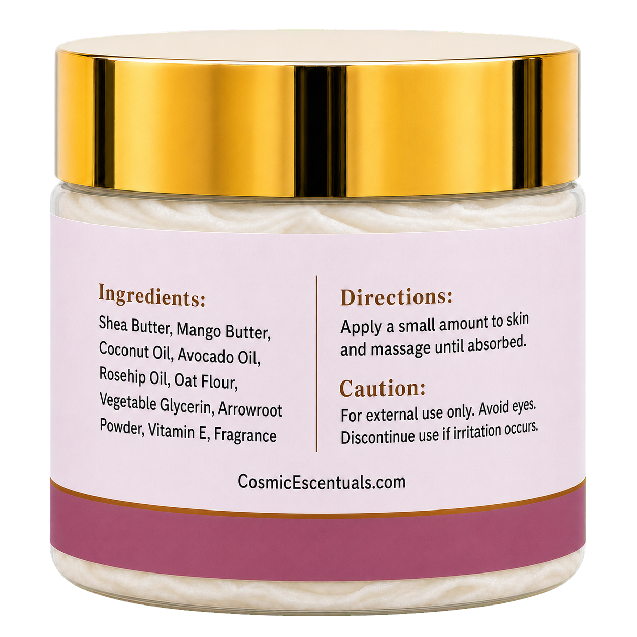 Nova Rose Whipped Body Butter back label