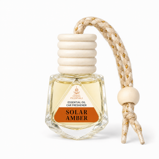 Solar Amber Essential Oil Car Freshener — hanging glass diffuser