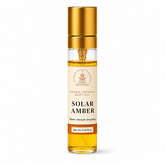 Solar Amber Herbal Infused Body Oil spray bottle